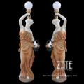 Beautiful Classic stone lady lamp post statue